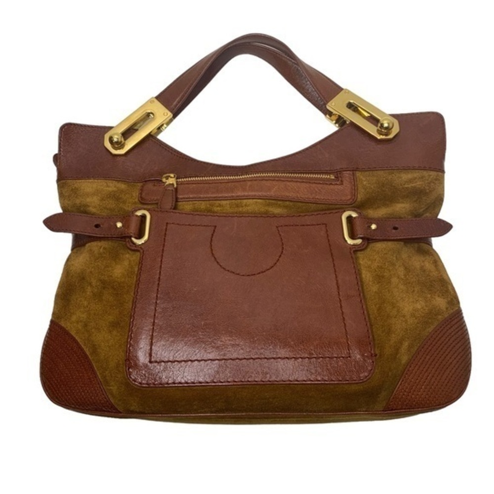 Balenciaga Paris Suede Leather City Handbag Brown